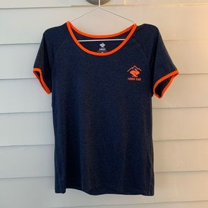 rabbit trail EZ tee ringer - women's - large / eclipse/shocking orange